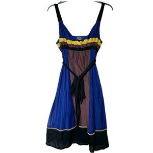 Lithe Dress 4 Midi Sleeveless Color Block Silk Cotton Anthropologie